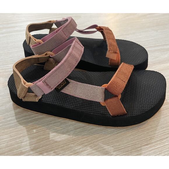TEVA Girls Kids Midform Universal Metallic Sandals Shoe Size 5 Pink Multi Reef - Picture 2 of 8